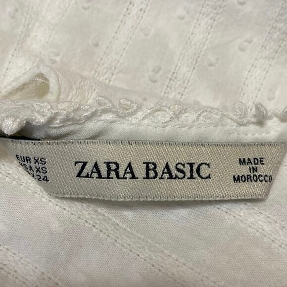 Zara Women's White Ruffle Sleeveless V-neck Peplum Crop Blouse Tank Top Size XS - Picture 3 of 3